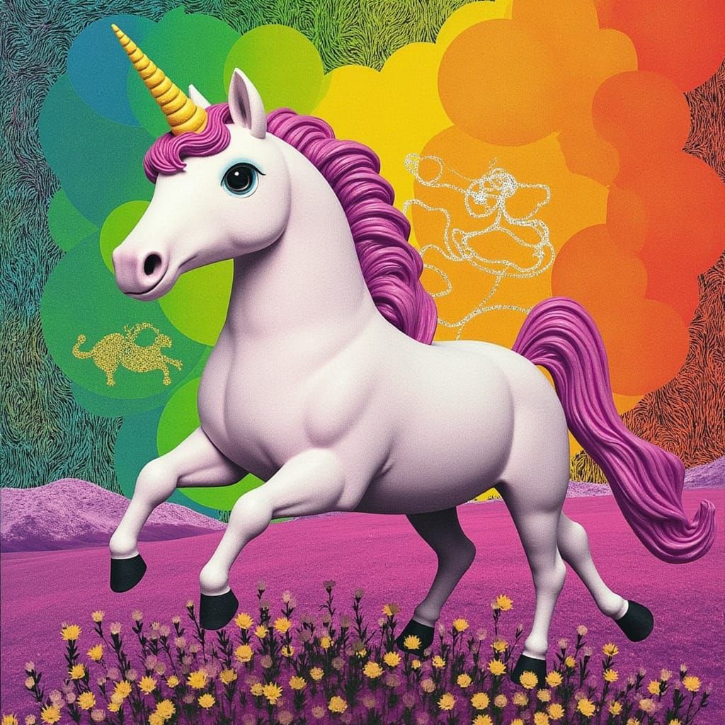 <lora:mmcollage:1.0> Rainbow, and unicorn