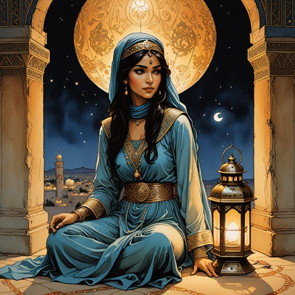 A lone Arabian Princess with a lantern (2 likes)  by @axelb
