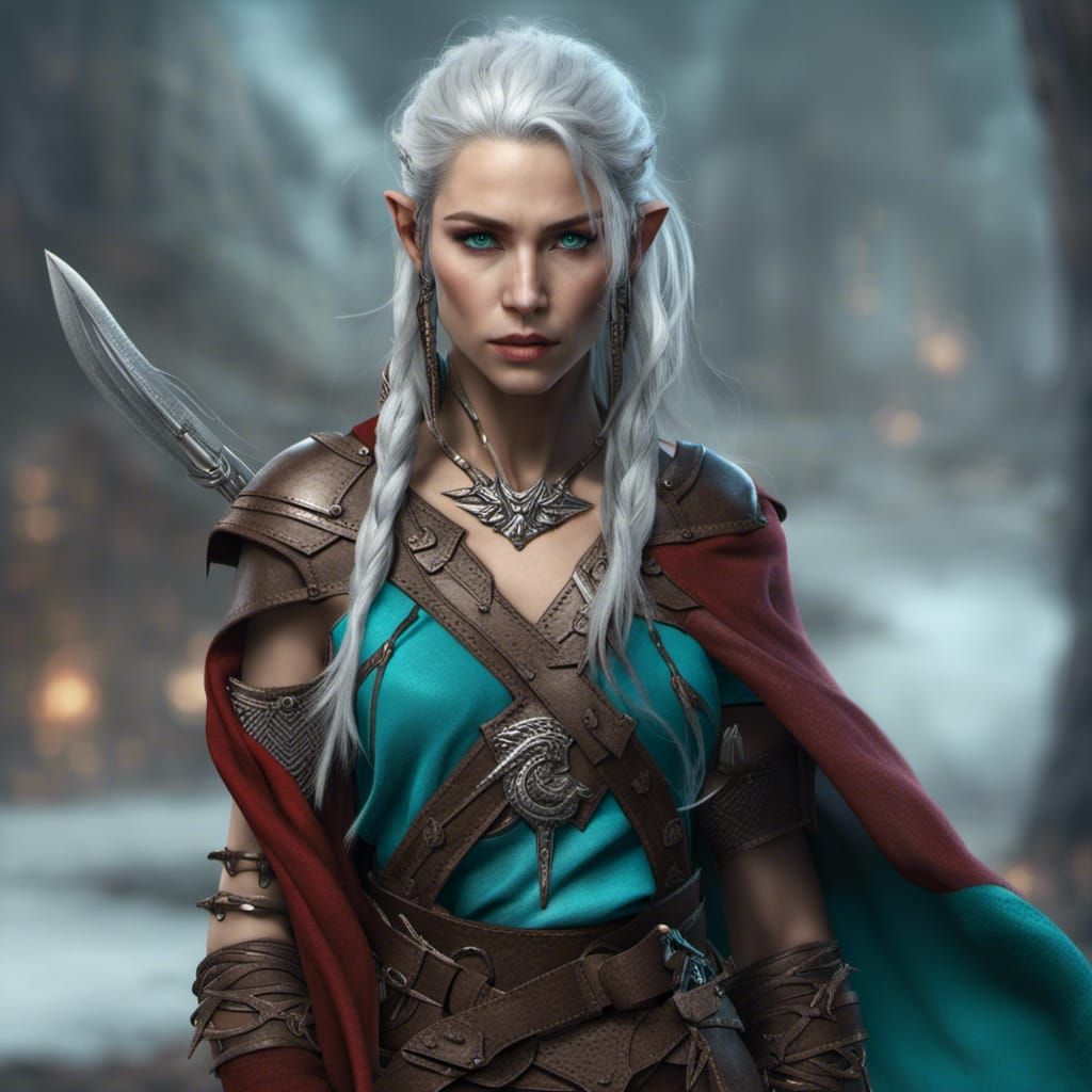 Pretty fantasy elf female wearing barbarian clothes. Her outfit is ...