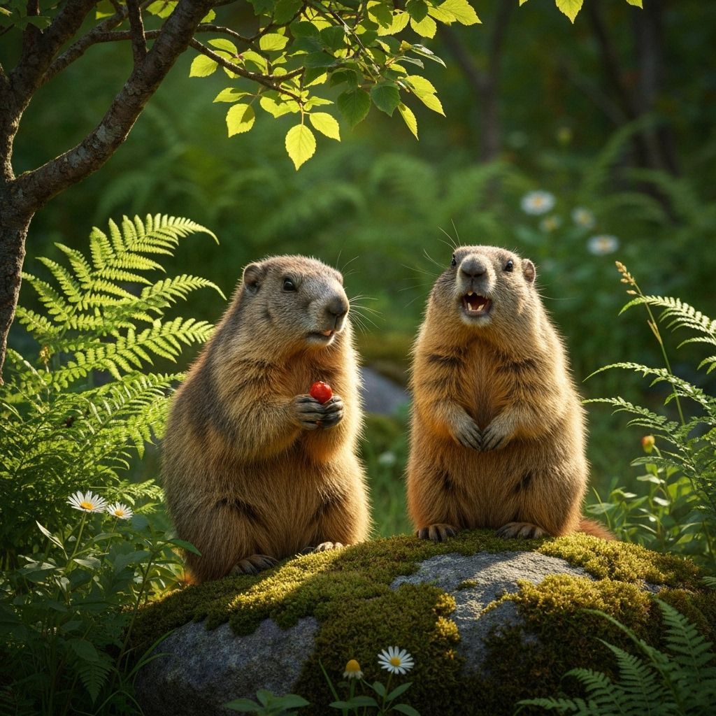 Marmot friends eating dinner
