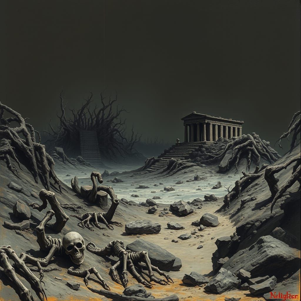 Ethereal Ruins in a Dark, Endless Void