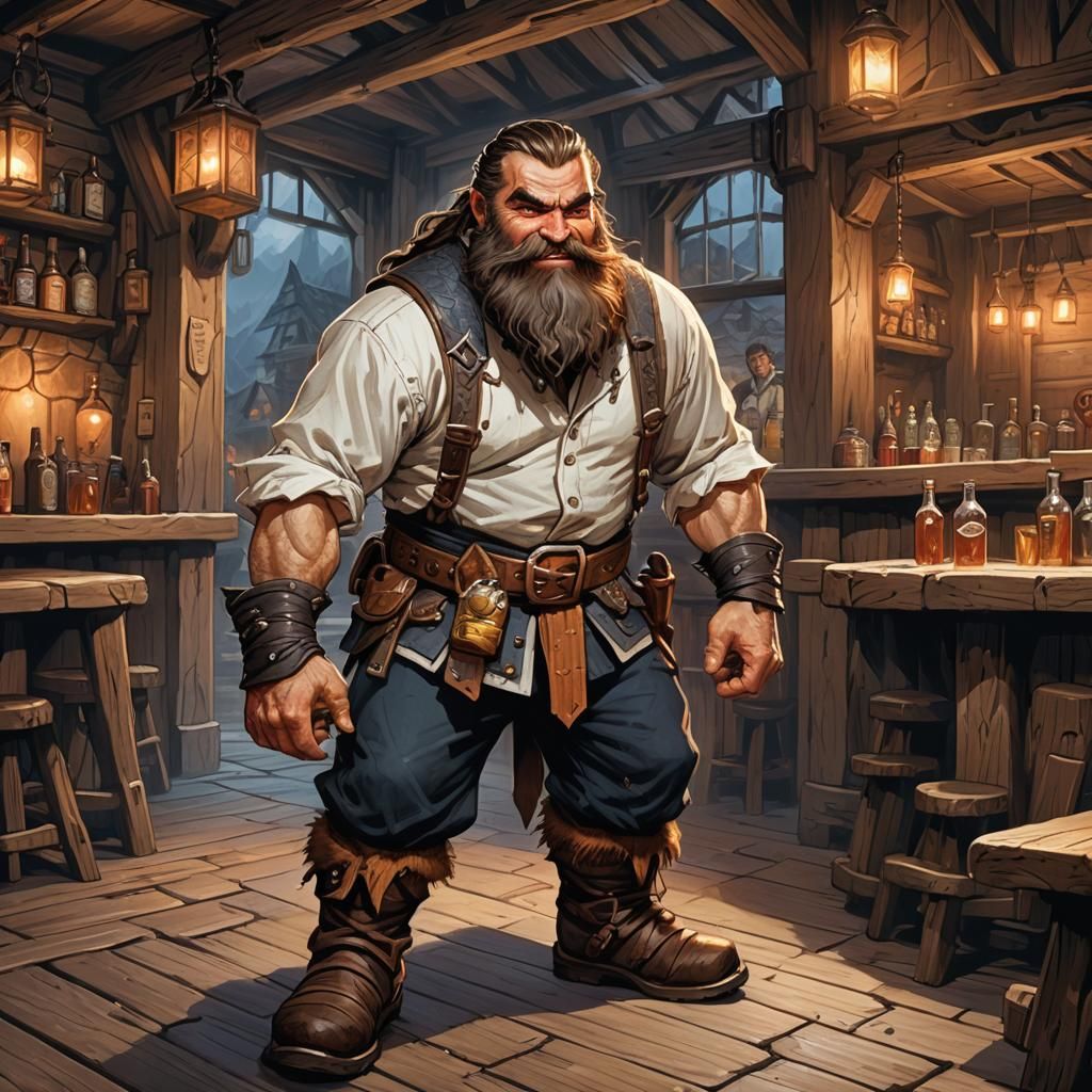 Harg Ironside. A brawler dwarf. Barbarian, Zealot/Fighter, Battle Master.