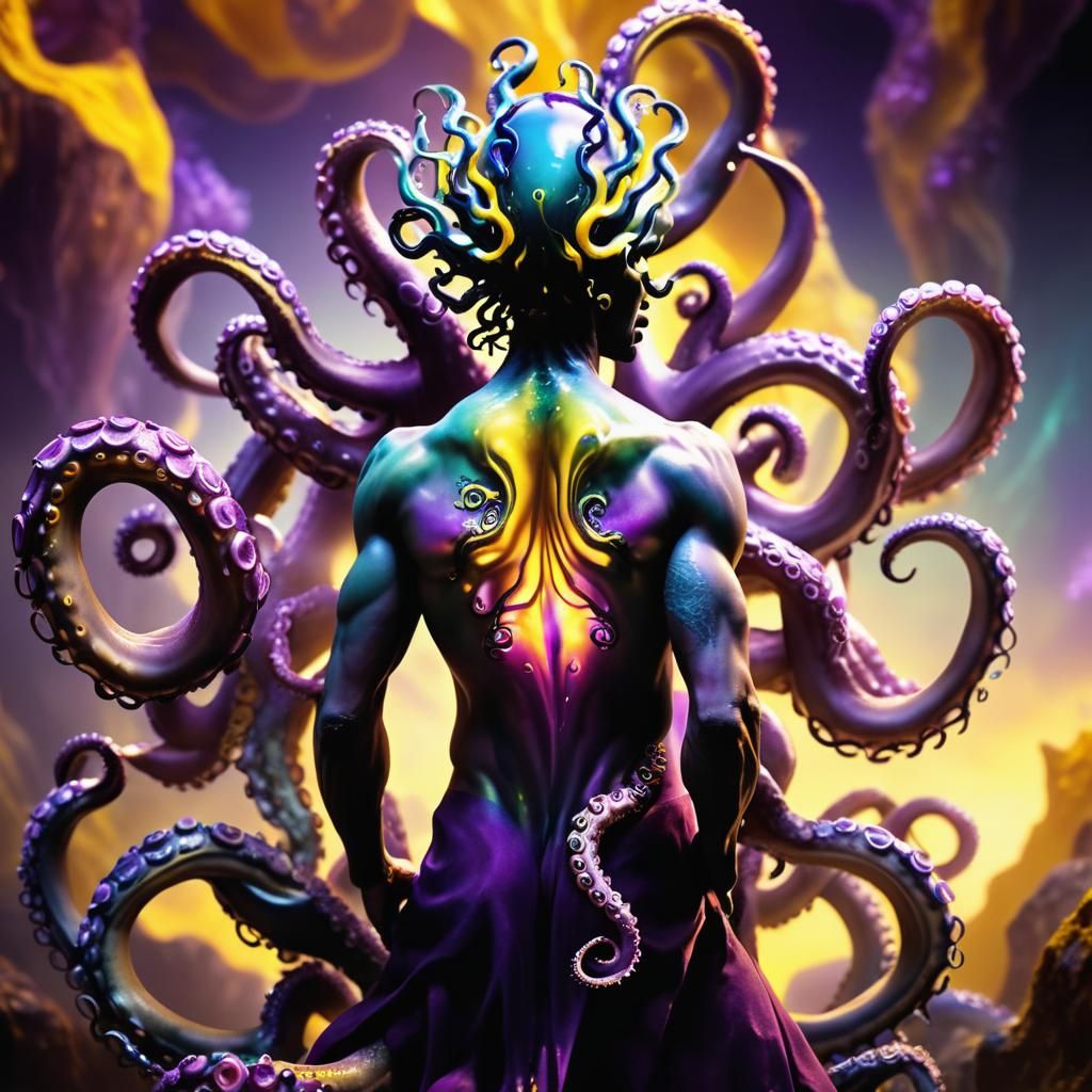 Gemstone elemental male simic hybrid with six octopus tentac...