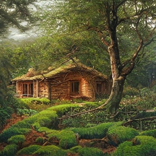 Rich natural House inside a Bush labyrinth
