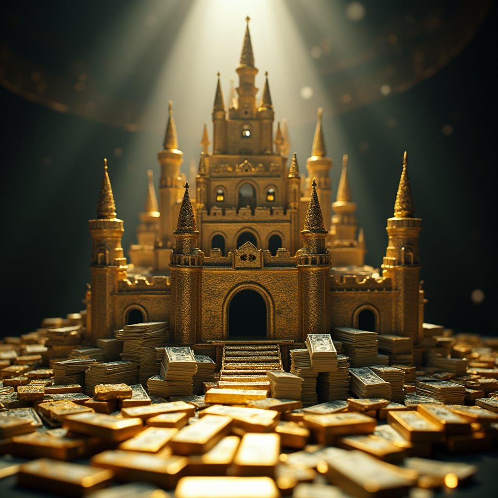 Majestic Money Castle in Cinematic Lighting