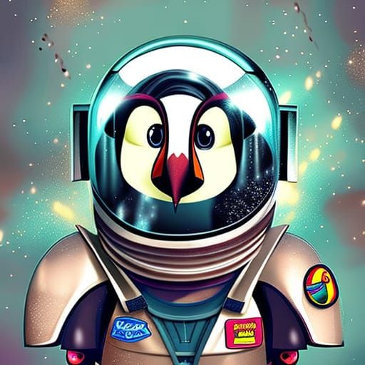 puffin astronaut : epic : adorable astronaut puffin : seriou...