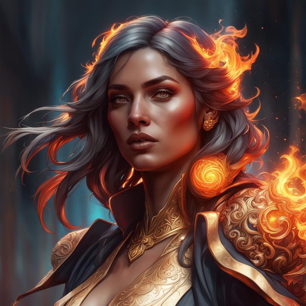 flames head and shoulders portrait, 8k resolution concept art portrait ...