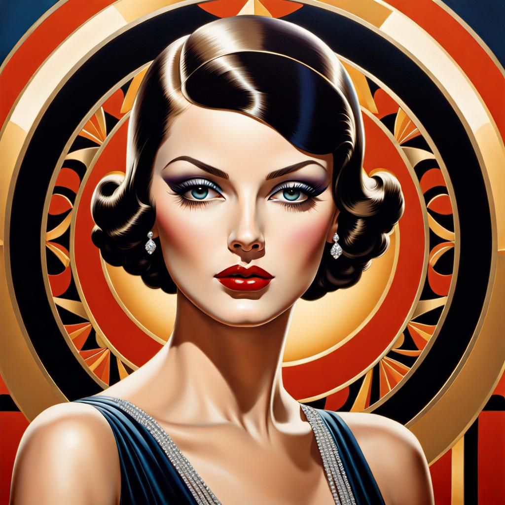 art deco female portrait AI Generated Artwork NightCafe Creator