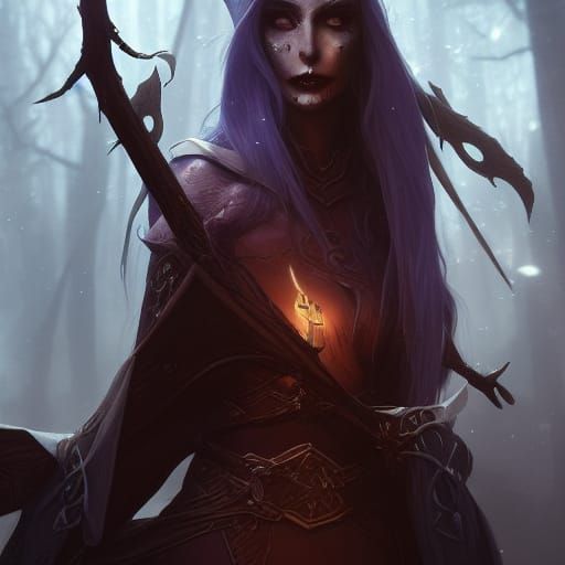An Elf Undead Warlock