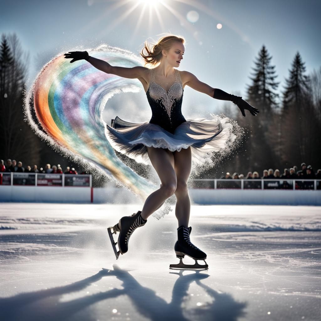 Winter Sports Ice Skating Figure 8 with double twist jump co...