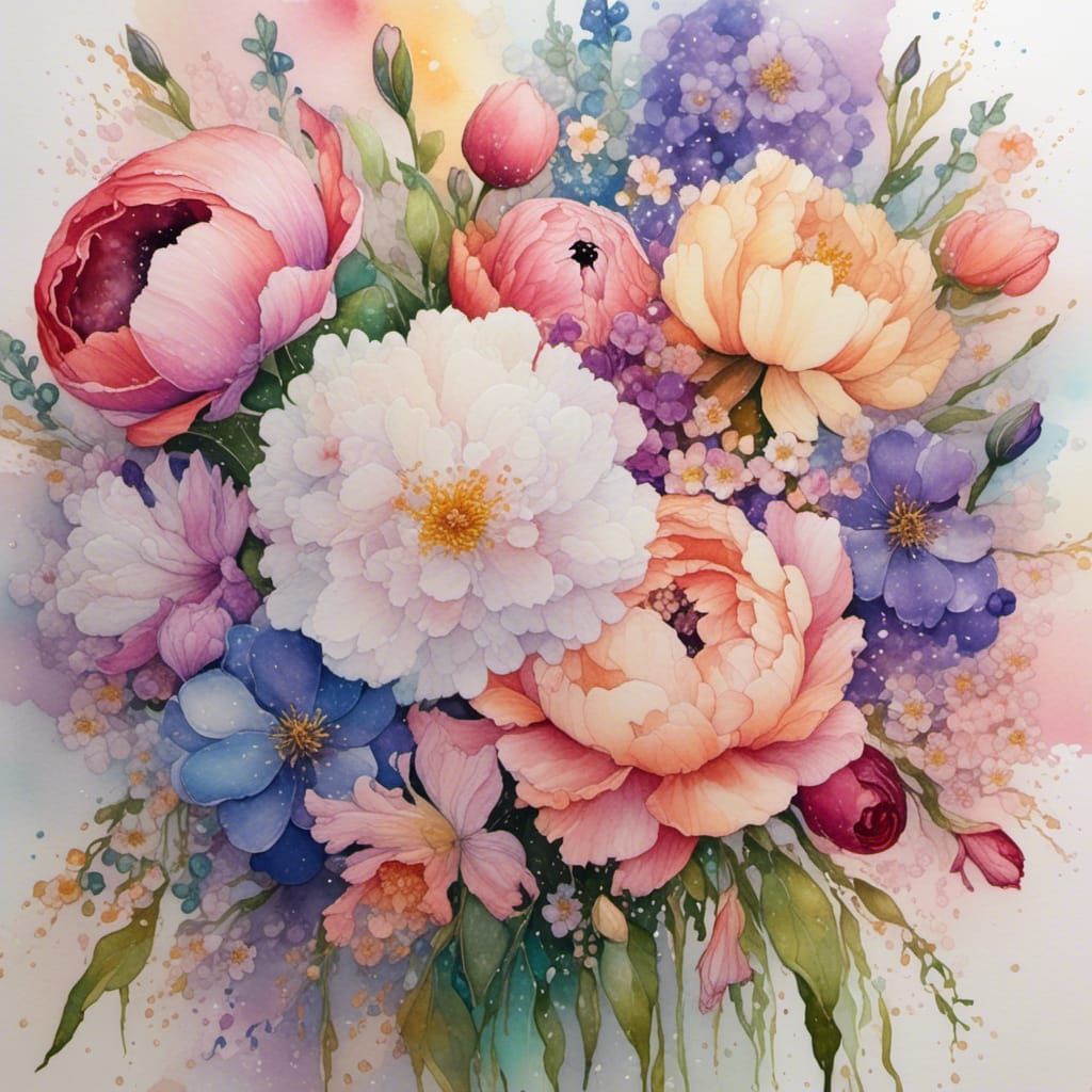 Pastel bouquet in eye lora