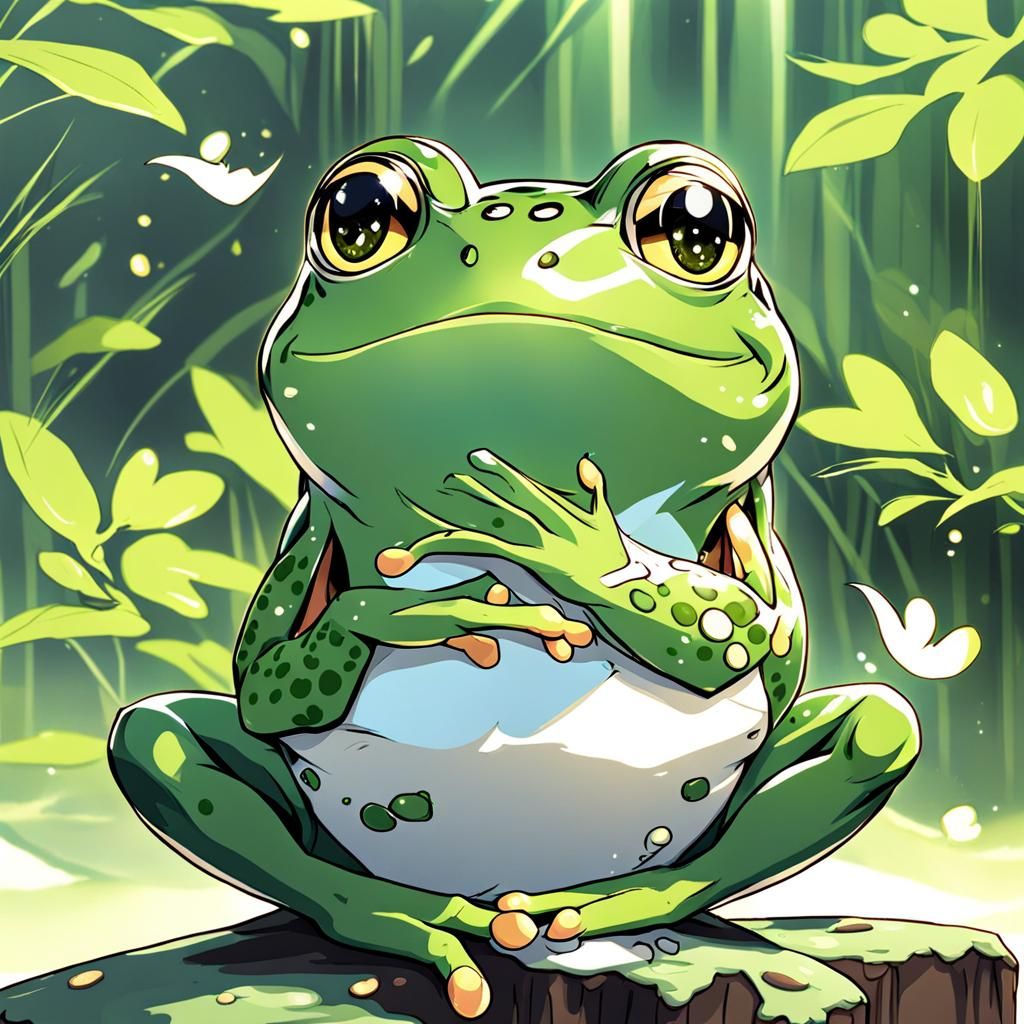 cute anime frog waifu  by @Tolotos