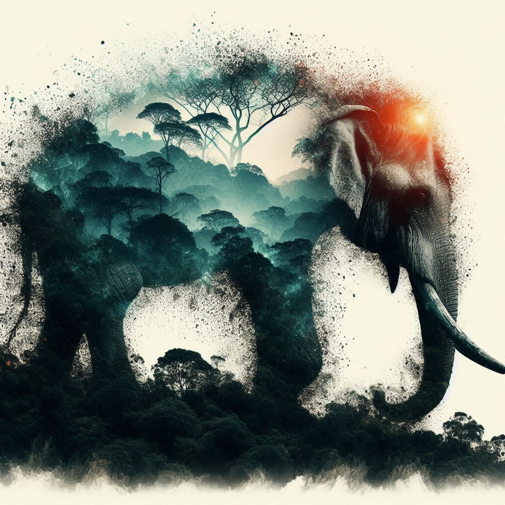 double exposure beautiful fantasy DALL-E 3 portrait landscape..