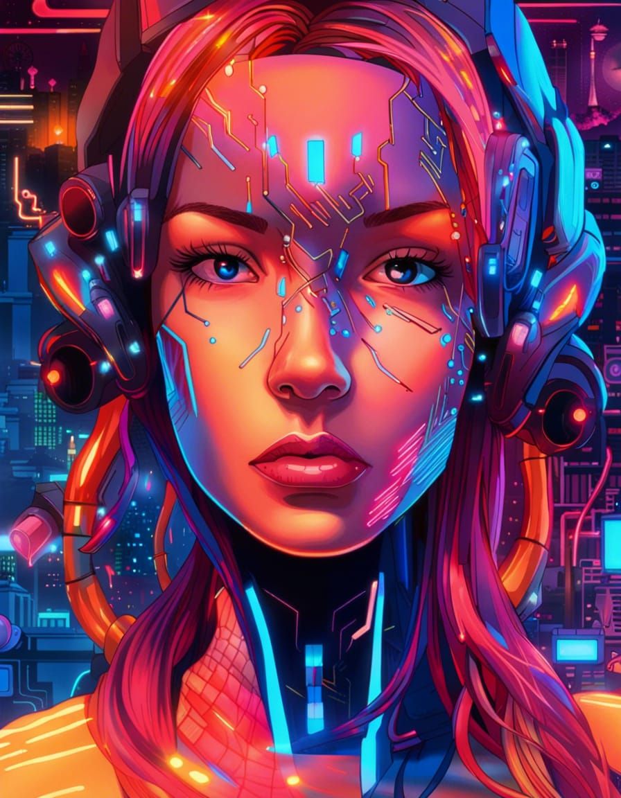 A radiant cyberpunk portrait, evolved - AI Generated Artwork ...