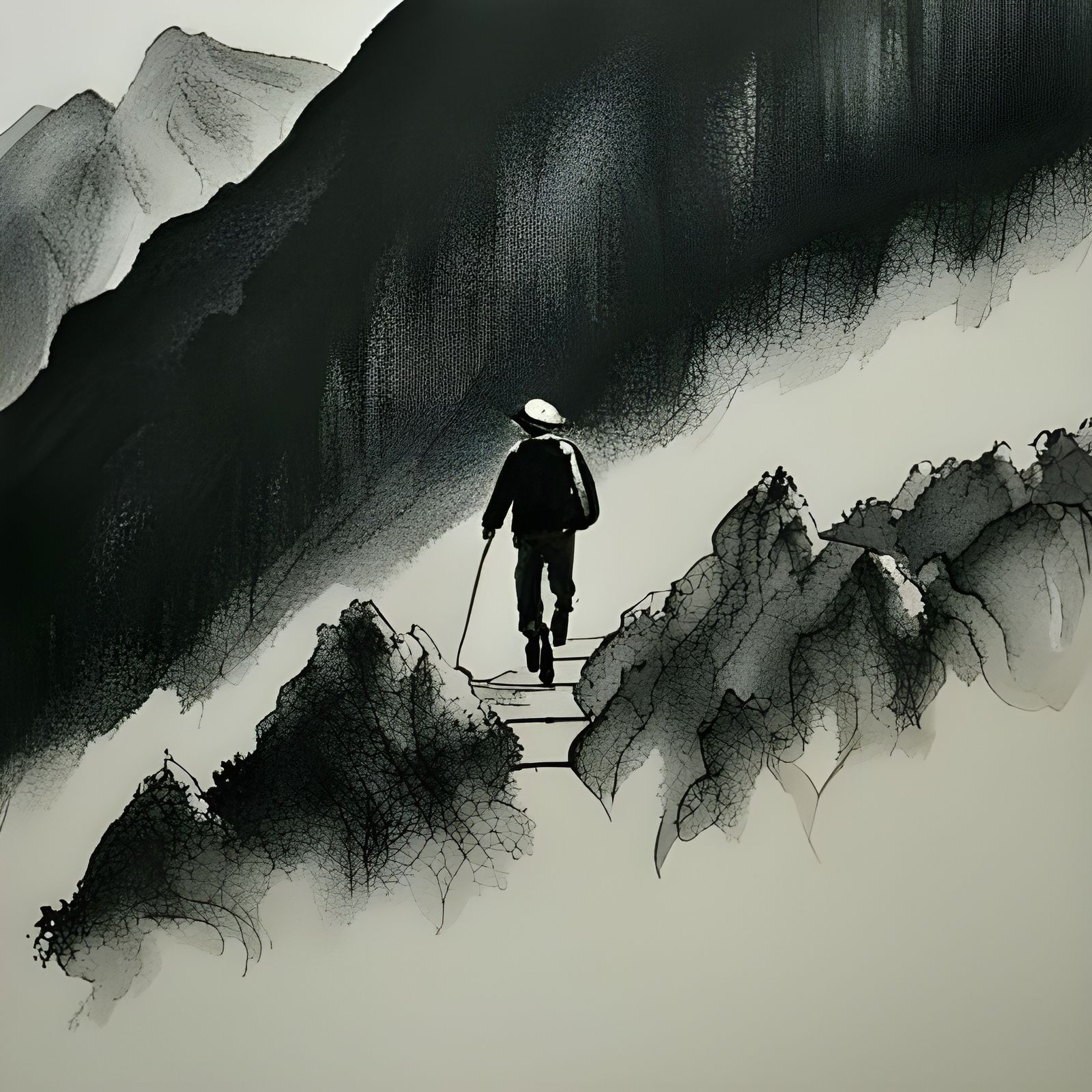 Man going up a mountain - AI Generated Artwork - NightCafe Creator