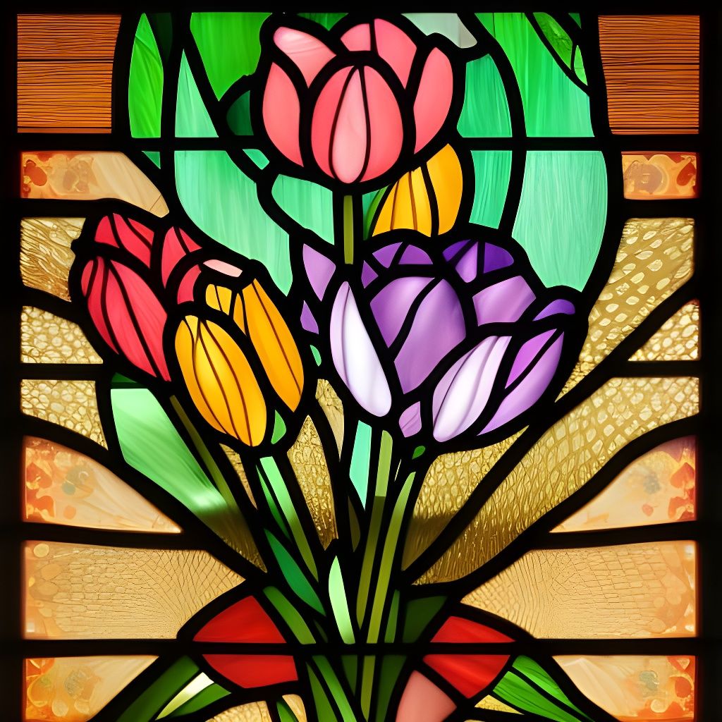 Stained glass tulips - AI Generated Artwork - NightCafe Creator