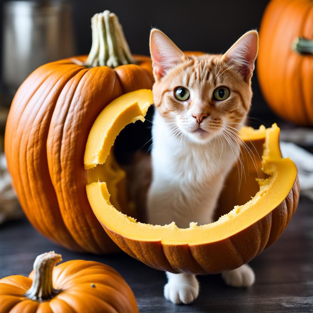 Cat In Pumpkin - Ai Generated Artwork - Nightcafe Creator