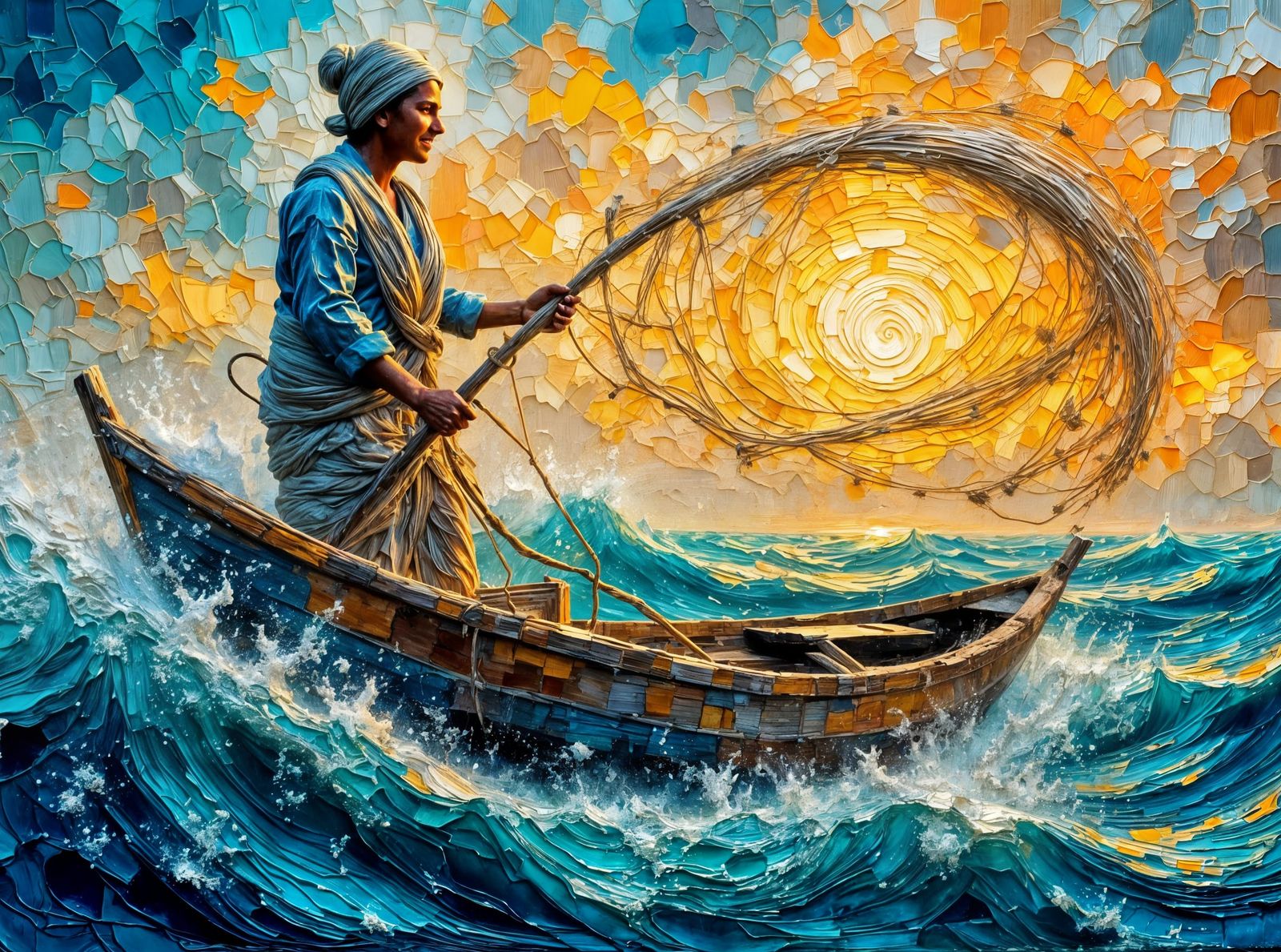 Madleen | 🇵🇸 fisherwoman impasto (Flux (Empaste) - Flux Kontext Edit - Clarity Upscale 0%)  by @Mak