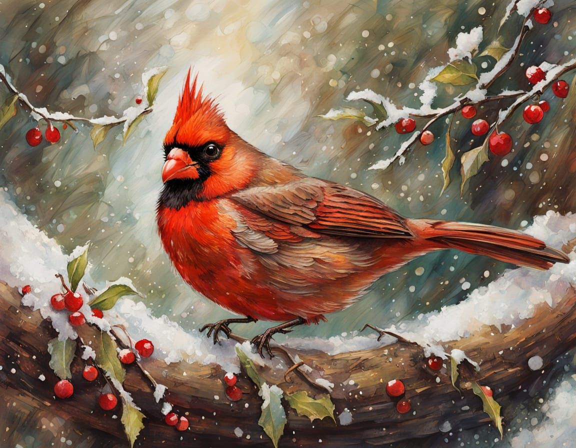 Winter Cardinal!    by @ArtMew94