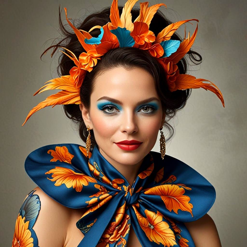 Ravishing Lady in Enigmatic Smile, Photorealistic Portrait