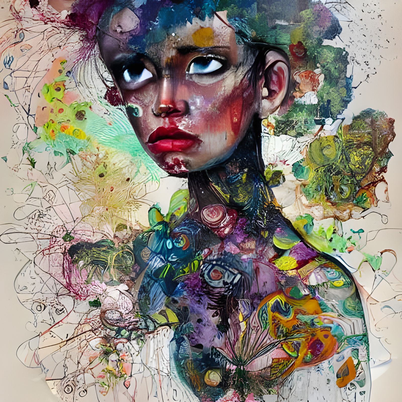 painting , Asian woman, russ mills, textile art, neural netw...