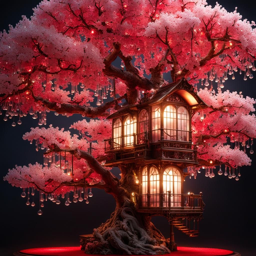 The Enchanting Tree House, Magic Cherry Blossoms  by @bellabon