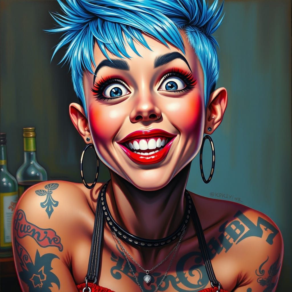 Jovial Bartender in Vibrant, Edgy Portrait