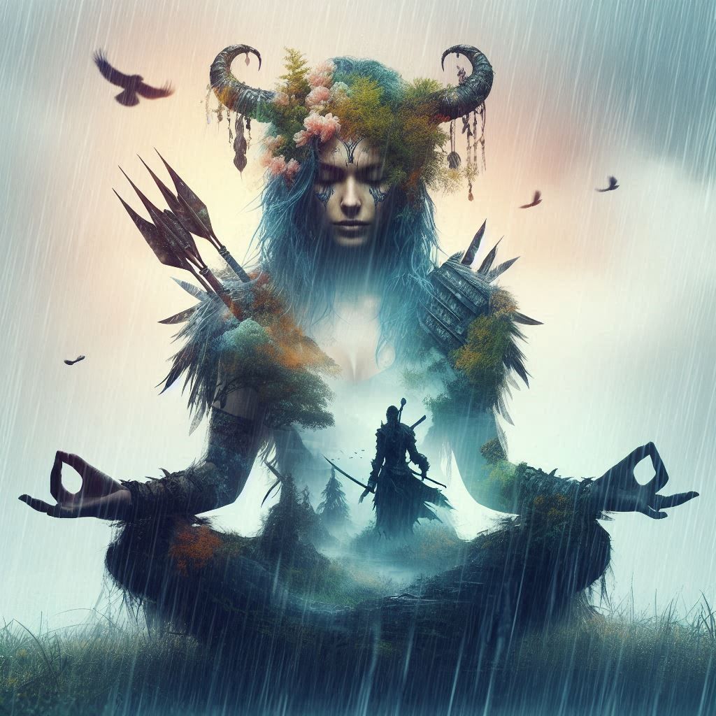double exposure beautiful fantasy DALL-E 3 portrait landscap...