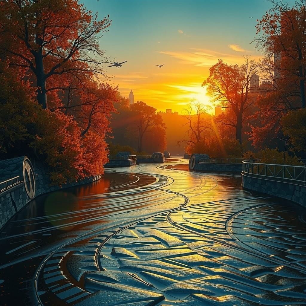 Cyberpunk Cityscape at Dusk, with Neon Lights and Futuristic...