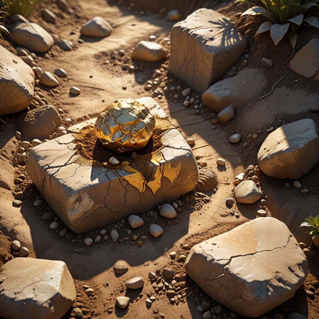 Treasure lies in the ground realistic style