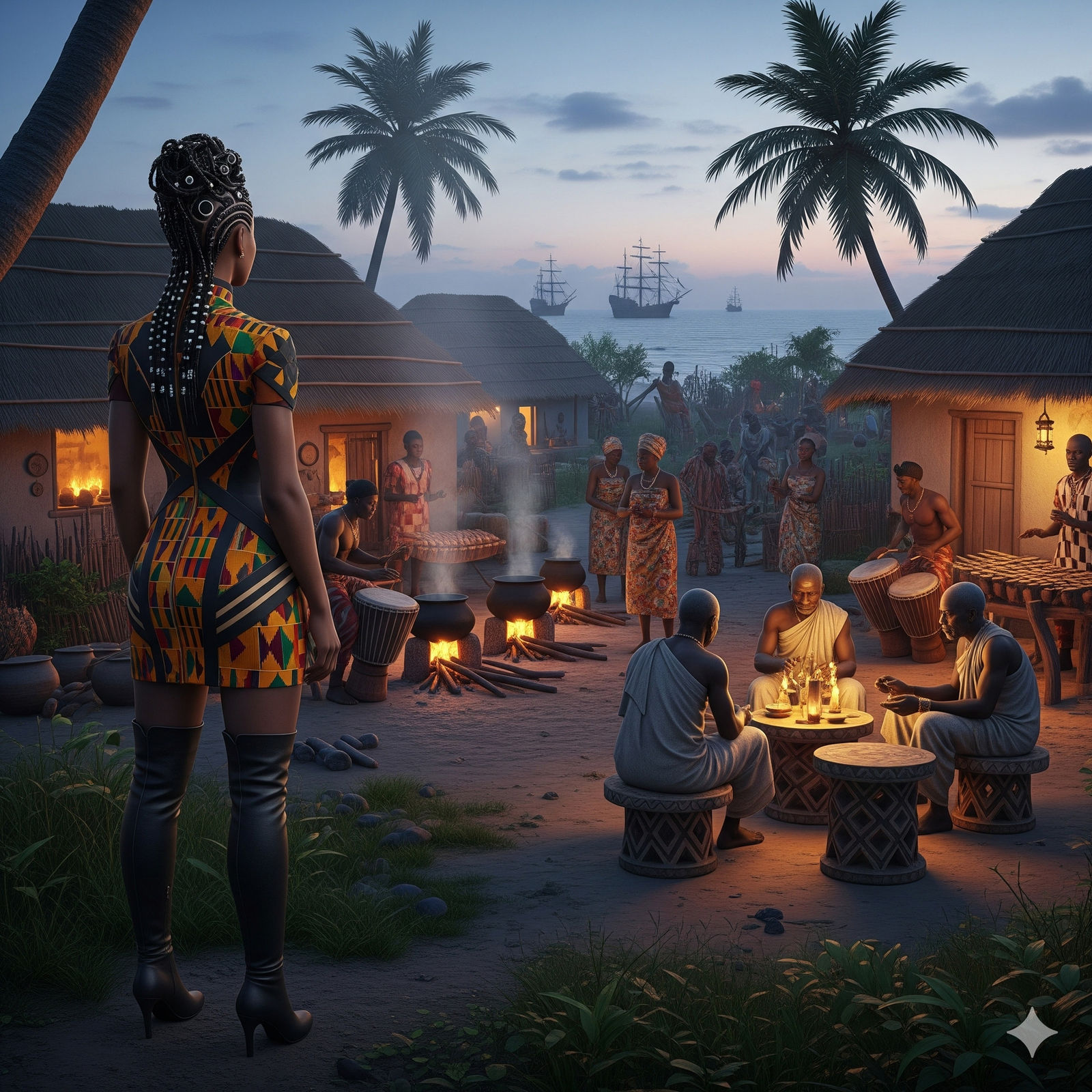 The Village Evening — Akan settlements of Denkyira and Fante...