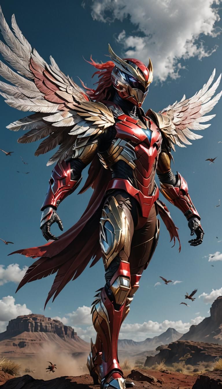 Photorealistic full body portrait of a Fearow-Inspired Power...