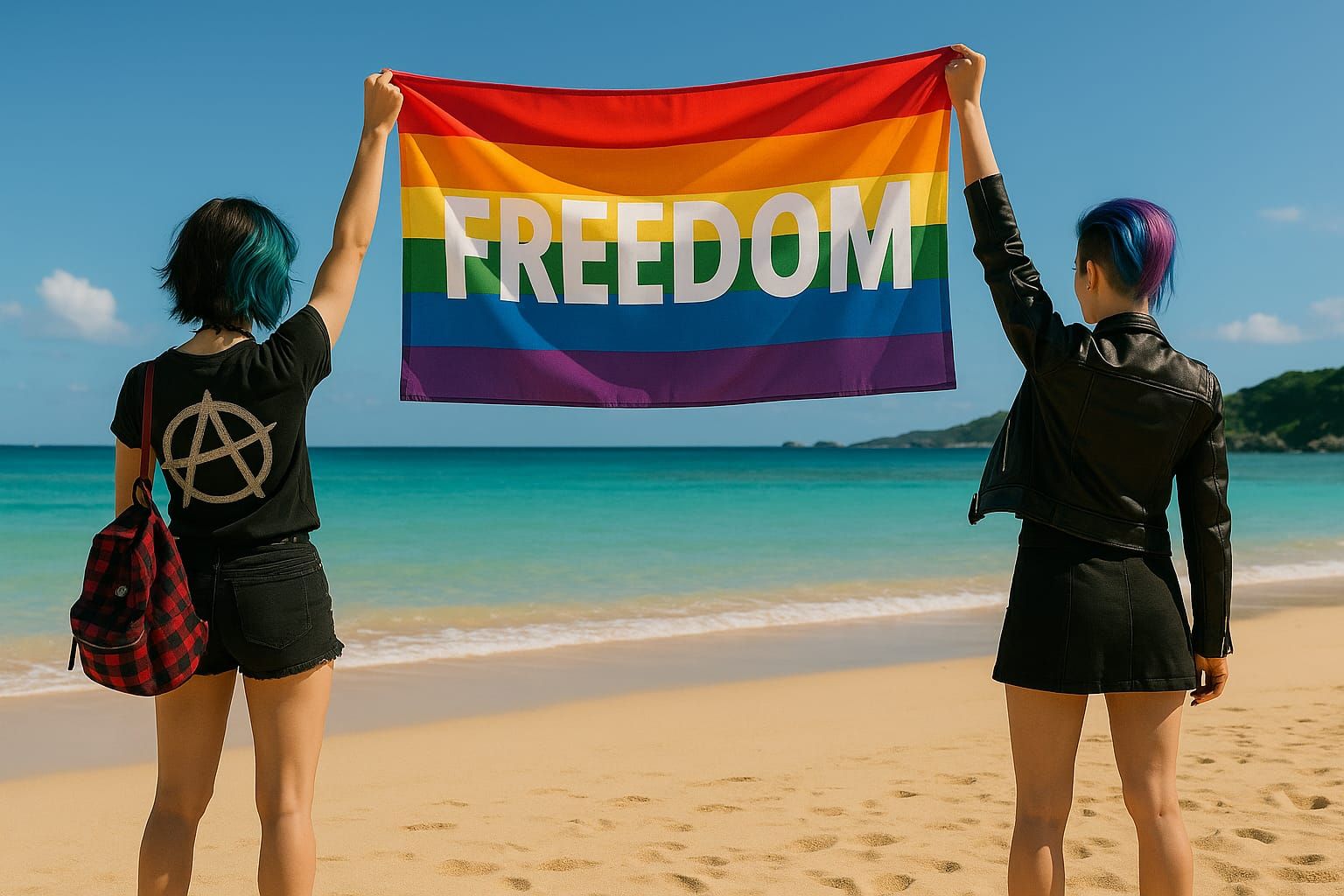 punk girls at Okinawa Beach - Freedom to Express