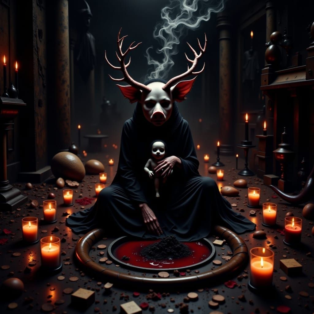 Dark Fantasy Horror Scene in a Gigeresque Aesthetic