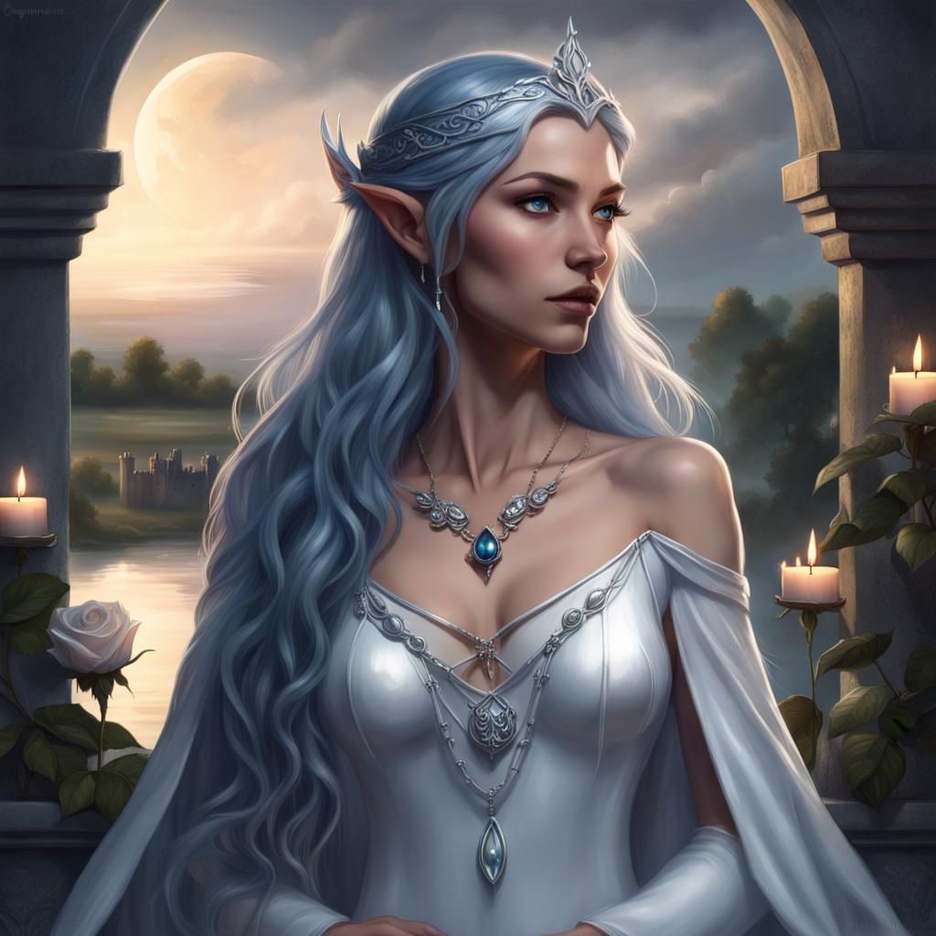 Elvish Princess (blue hair) - IV - AI Generated Artwork - NightCafe Creator