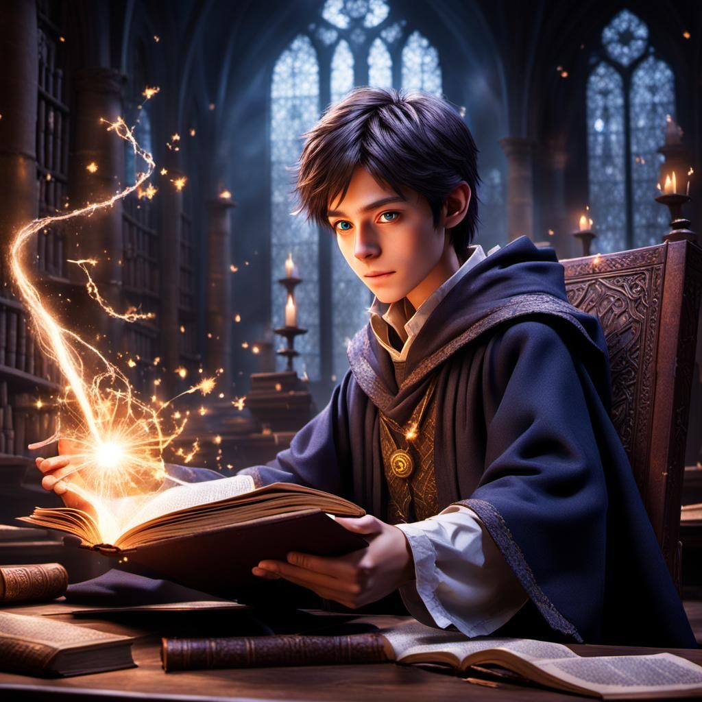 a young magician studying