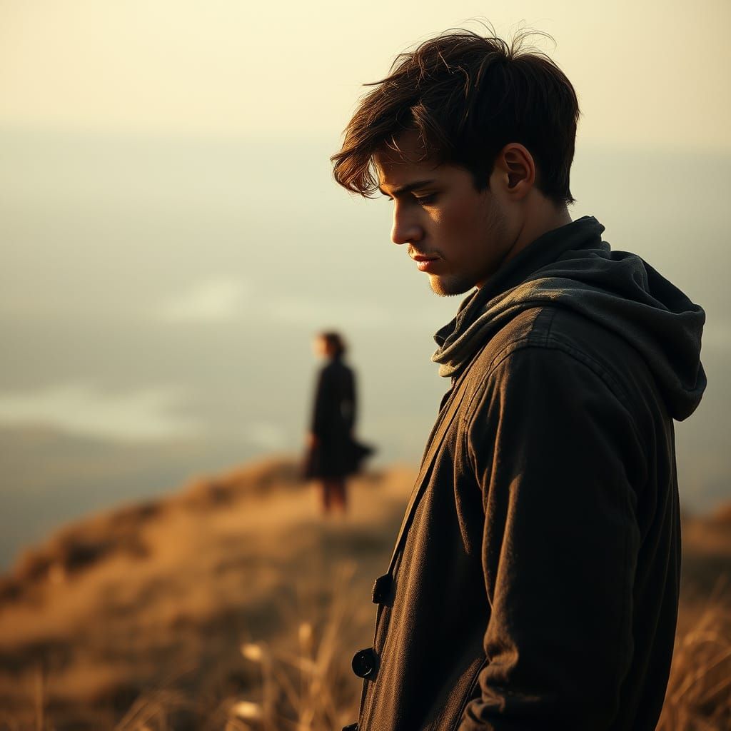 Young Man Lost in Wistful Reflection