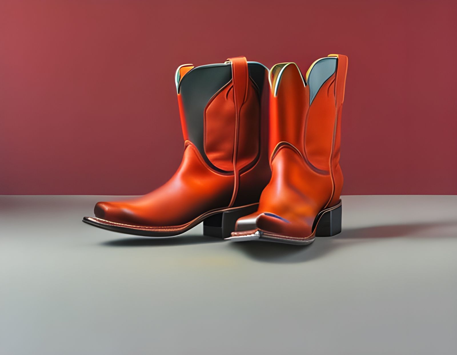 Red cowboy boots sitting on the floor, hyperrealism pastels 4K 3D ...