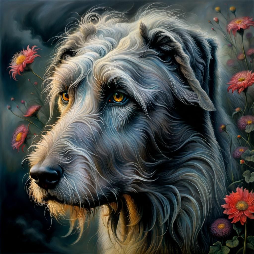 Portrait of an Irish Wolfhound  by @Aewyn