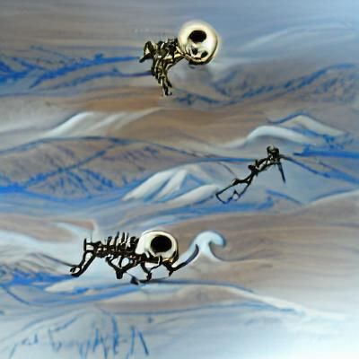 Jack skellington Santa riding moose skeleton with tiny skele...