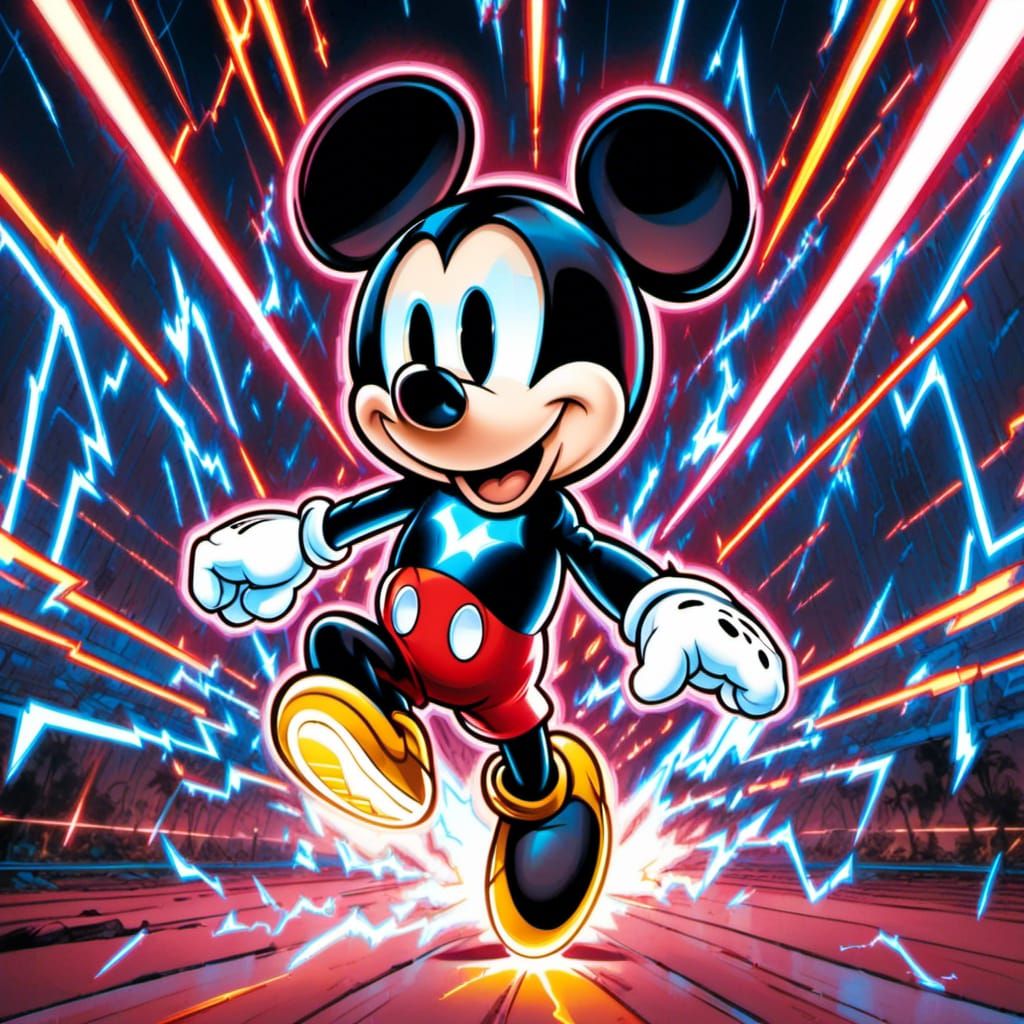  <lora:Shiver_of_Light:1.0>Mickey Mouse running