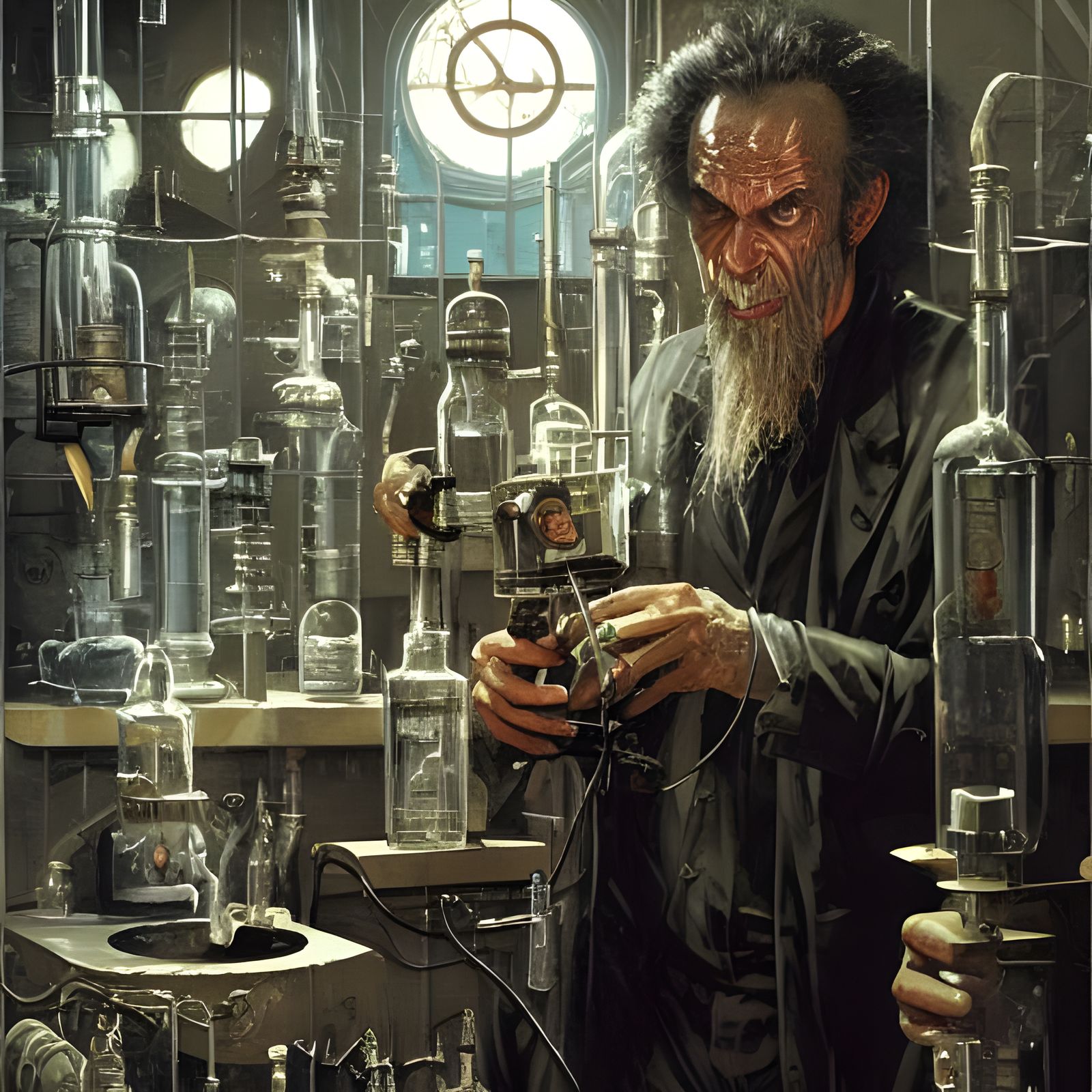 A mad scientist in his evil lab - AI Generated Artwork - NightCafe Creator