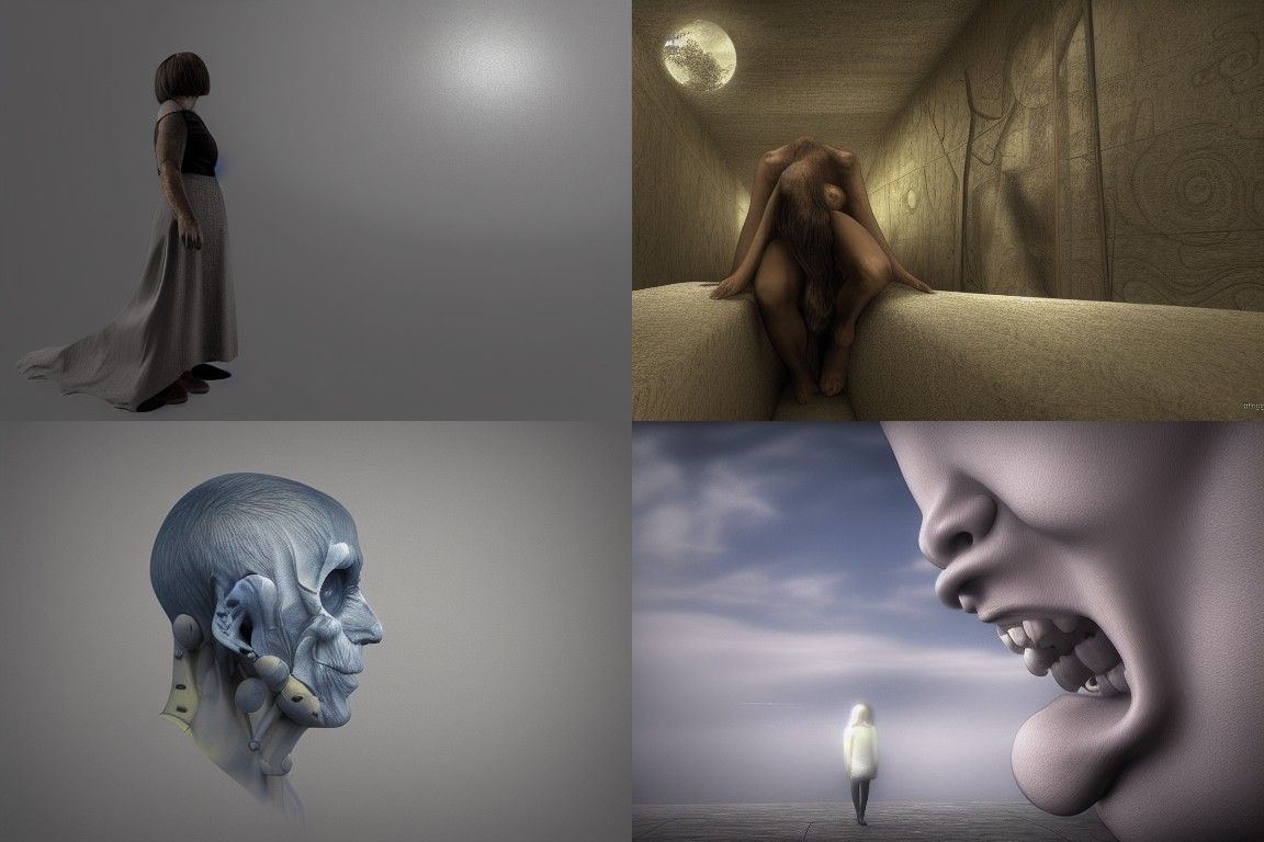 Depths of air Human photorealistic odd