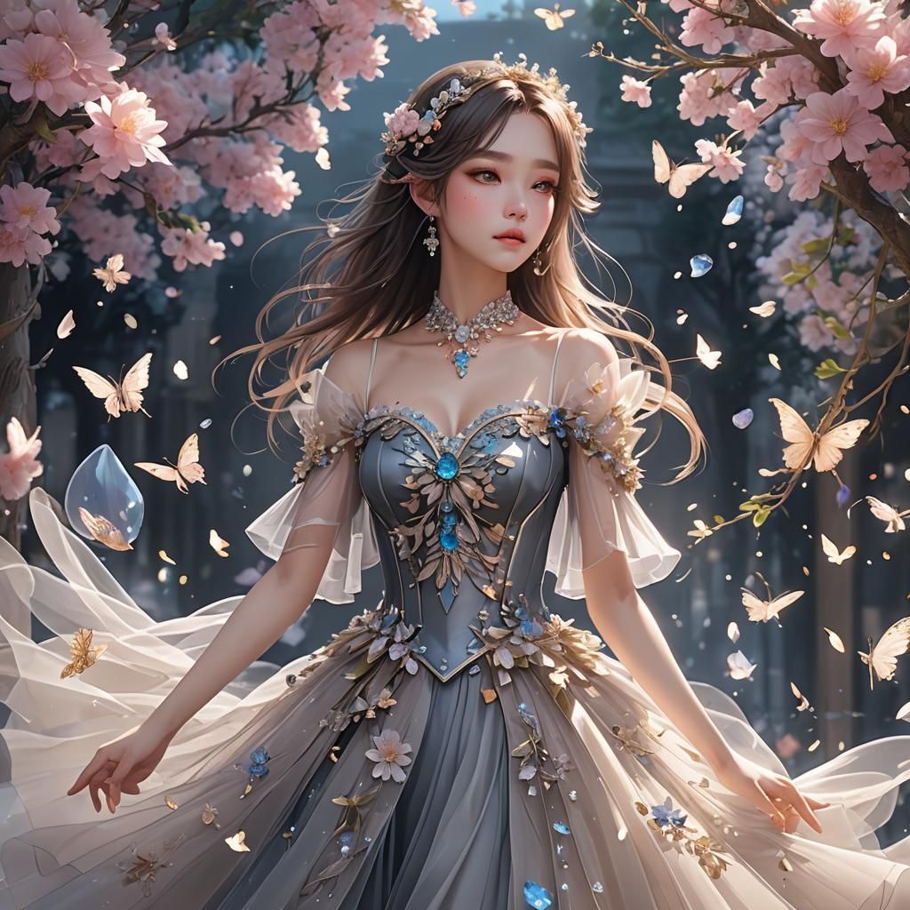 flowing tulle outfits elegantly fluttering in the wind with ...