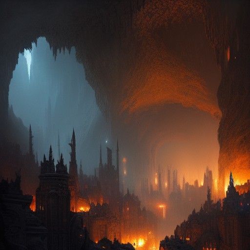 Ancient dark city overtaken by dragons