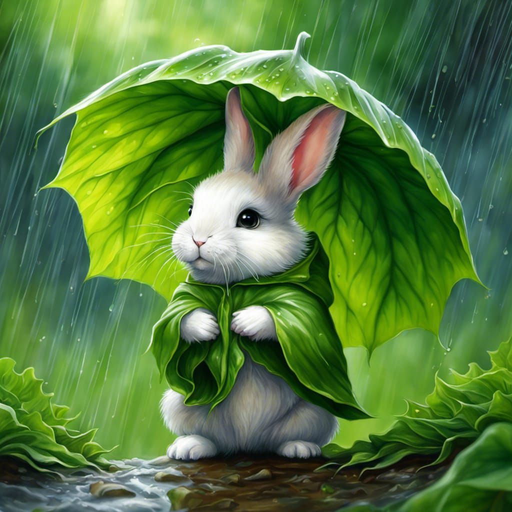 ☂️🐇🥬 Shelter From The Storm 🥬🐇☂️  by @Chelle