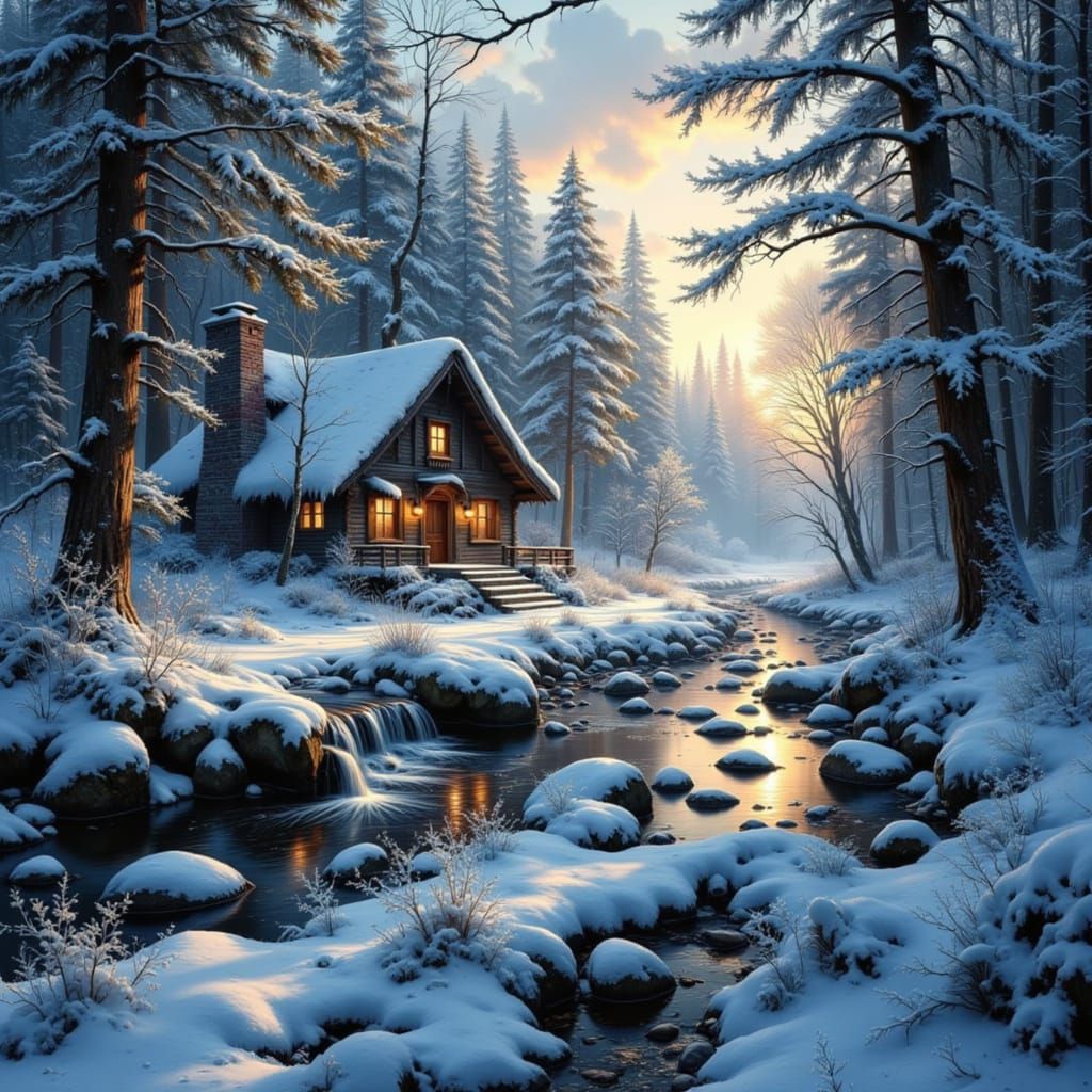 Forest Hut at Golden Hour