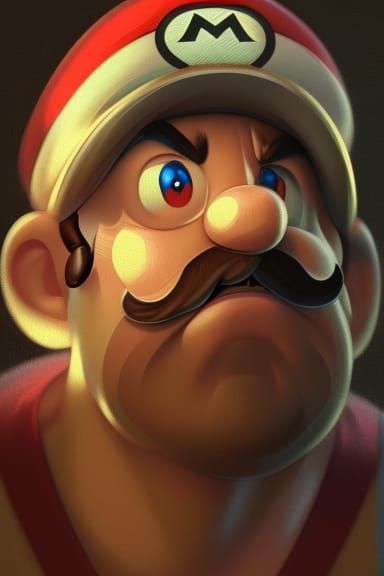 Mario bros head and shoulders portrait, 8k resolution concep...