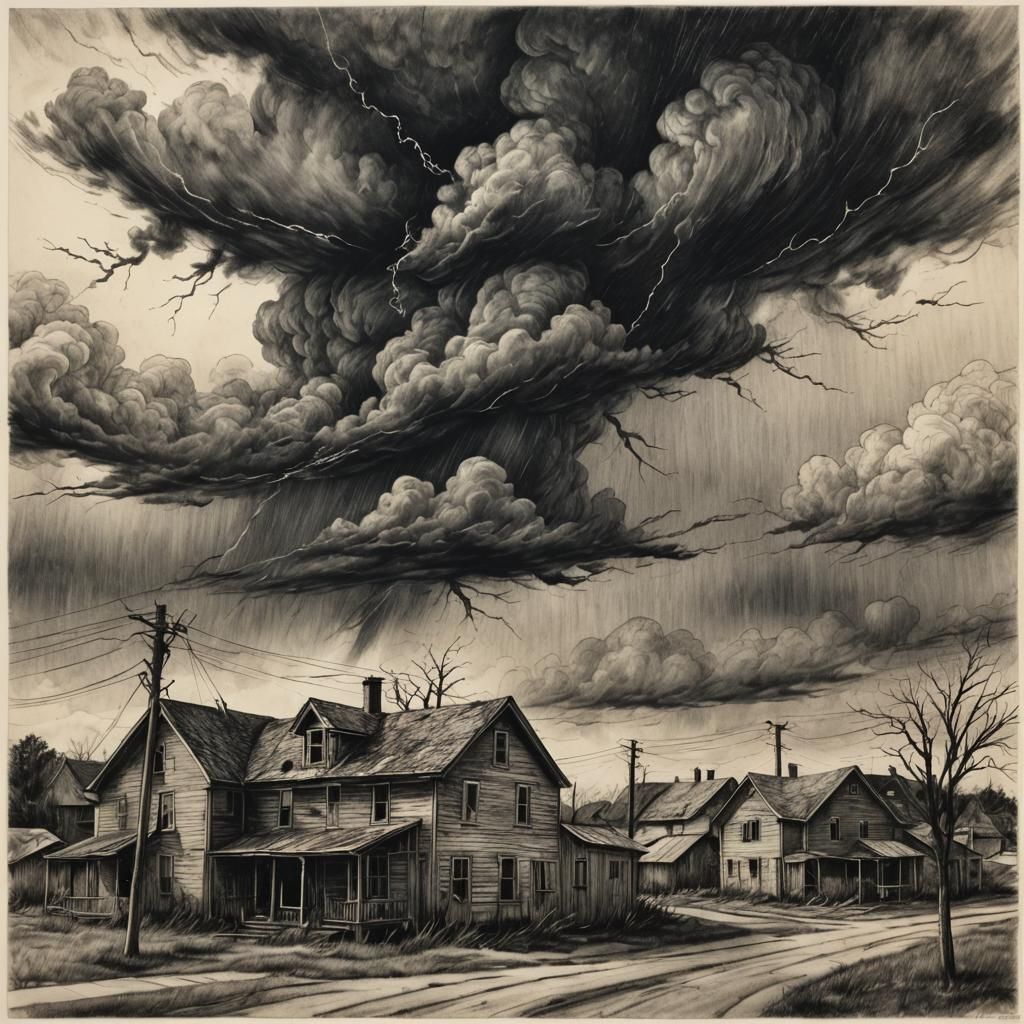 Pencil drawing of storms cloud's