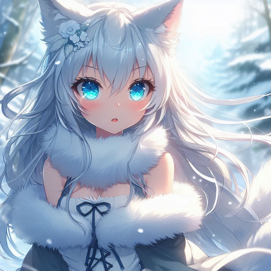 Wolfie in the snow & sun